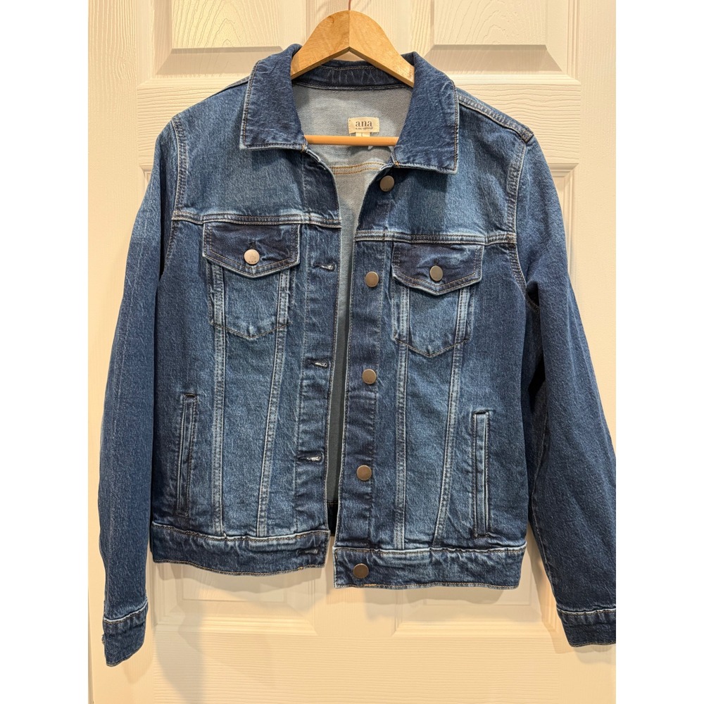 a.n.a a new approach Womens Denim Jacket Medium Wash Blue Size L RN 93677